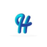 Feathered letter H font vector. Easy editable letters. Soft and realistic feathers. Blue, fluffy, hairy letter H, isolated on a white background vector