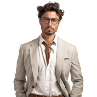 ai generado joven elegante hombre posando aislado en transparente antecedentes png