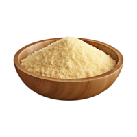 AI generated Uncooked dried couscous in wooden bowl isolated on transparent background png