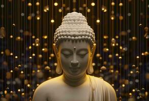 AI generated buddha in meditation on cloudy and beautiful photo