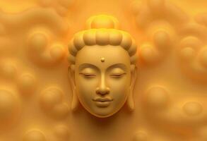 AI generated buddha in meditation on cloudy and beautiful photo