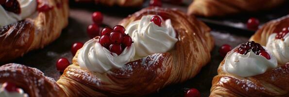 AI generated pastry with berry photo