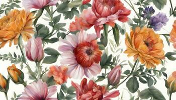 AI generated a seamless pattern with flowers on it photo