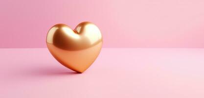 AI generated an empty gold heart on a pink background photo