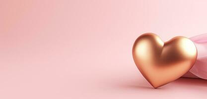 AI generated an empty gold heart on a pink background photo