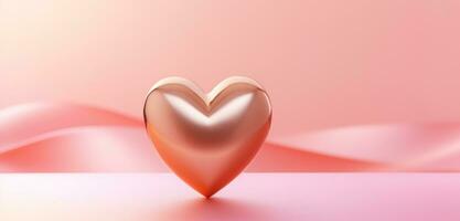 AI generated an empty gold heart on a pink background photo