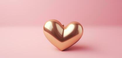 AI generated an empty gold heart on a pink background photo
