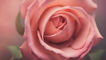 ai generado un cerca arriba de un rosado Rosa con un borroso antecedentes foto