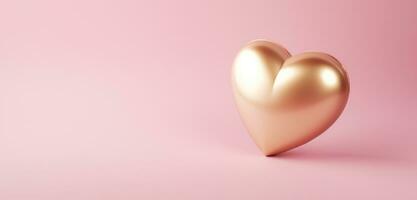AI generated an empty gold heart on a pink background photo