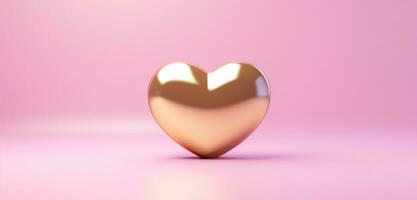 AI generated an empty gold heart on a pink background photo