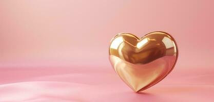 AI generated an empty gold heart on a pink background photo