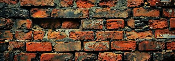 AI generated an old brick wall background with bricks photo