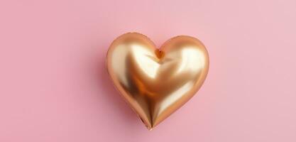 AI generated an empty gold heart on a pink background photo