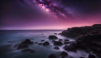 AI generated the milky way over the ocean at night photo