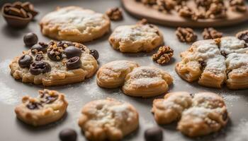 AI generated a variety of cookies are arranged on a table photo