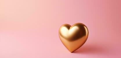 AI generated an empty gold heart on a pink background photo