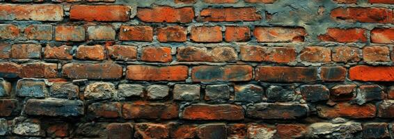 AI generated an old brick wall background with bricks photo