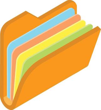 isométrica carpeta con documentos vector