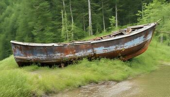 AI generated a boat that is on the ground photo