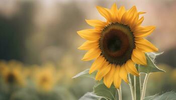 AI generated a sunflower is standing in a field photo