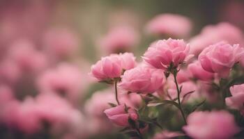 ai generado rosado flores son floreciente en un campo foto