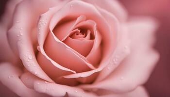 ai generado un rosado Rosa con agua gotas en eso foto