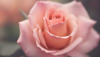 ai generado un cerca arriba de un rosado Rosa con borroso antecedentes foto