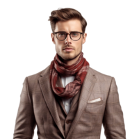 ai generado joven elegante hombre posando aislado en transparente antecedentes png