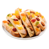 AI generated Candied fruits and nut filled cantucci cookies png isolated on transparent background