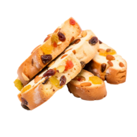 ai gerado cristalizado frutas e noz preenchidas cantucci biscoitos png isolado em transparente fundo