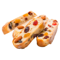 ai gegenereerd geglaceerd fruit en noot gevulde cantucci koekjes PNG geïsoleerd Aan transparant achtergrond