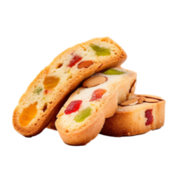 AI generated Candied fruits and nut filled cantucci cookies png isolated on transparent background