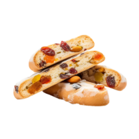 ai gerado cristalizado frutas e noz preenchidas cantucci biscoitos png isolado em transparente fundo