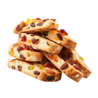 AI generated Candied fruits and nut filled cantucci cookies png isolated on transparent background