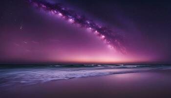 AI generated a purple sky and a bright star over the ocean photo