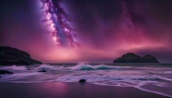 AI generated a purple sky with stars and a purple sky photo