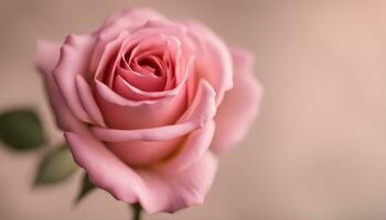 ai generado un soltero rosado Rosa es mostrado en frente de un ligero antecedentes foto