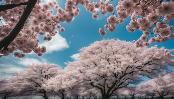 ai generado Cereza flores en el primavera foto