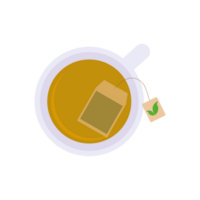 thé sac vert thé, chaud sachet de thé vert thé et tasse, plat conception png