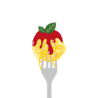 Spaghetti pasta on a fork. Pasta with meatball. png