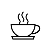 tazza di caffè icona. tazza piatto icona. magro linea segni per design logo, visitare carta, eccetera. singolo alta qualità schema simbolo per ragnatela design o mobile app. tazza schema pittogramma. png