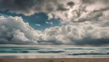 ai generado un playa con olas y nubes terminado eso foto