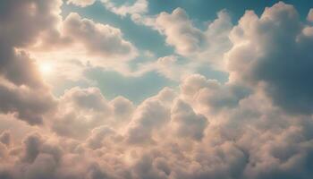 ai generado nubes en el cielo con el Dom brillante mediante foto