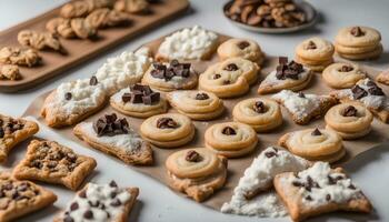 AI generated a tray of cookies and other treats on a table photo