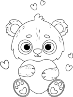 enamorado polar oso con corazón. línea dibujo png