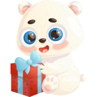 polar oso con regalo png