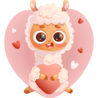 Llama in love with heart png