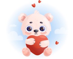 polar white bear with heart Valentine png