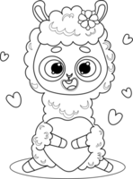 Llama Alpaca  with heart drawing png