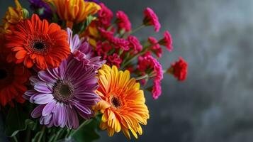 ai generado un ramo de flores de vívido gerbera flores foto